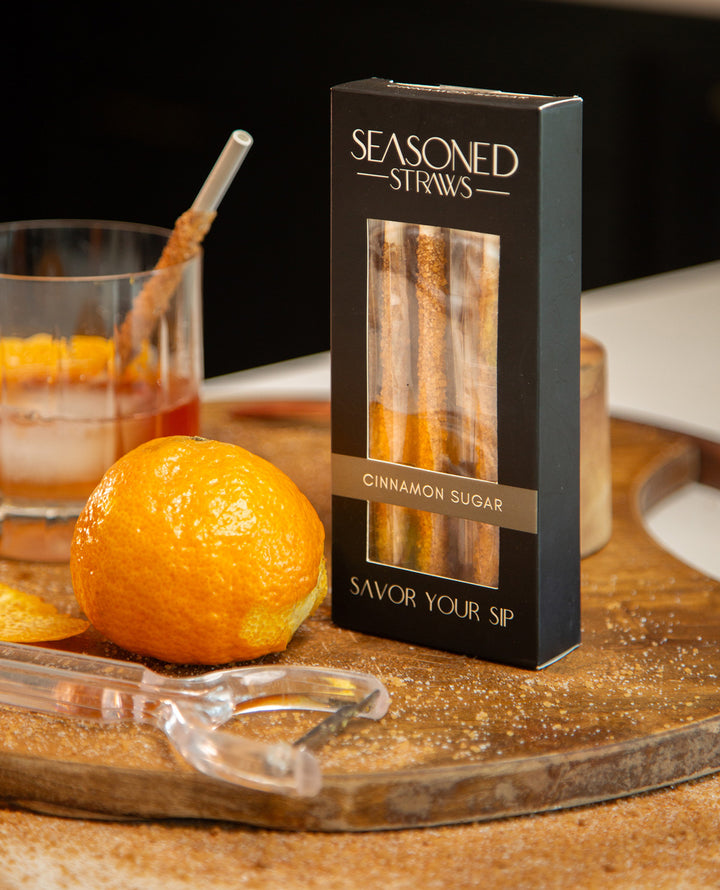 Cinnamon Sugar Seasoned Straws in Cocktail